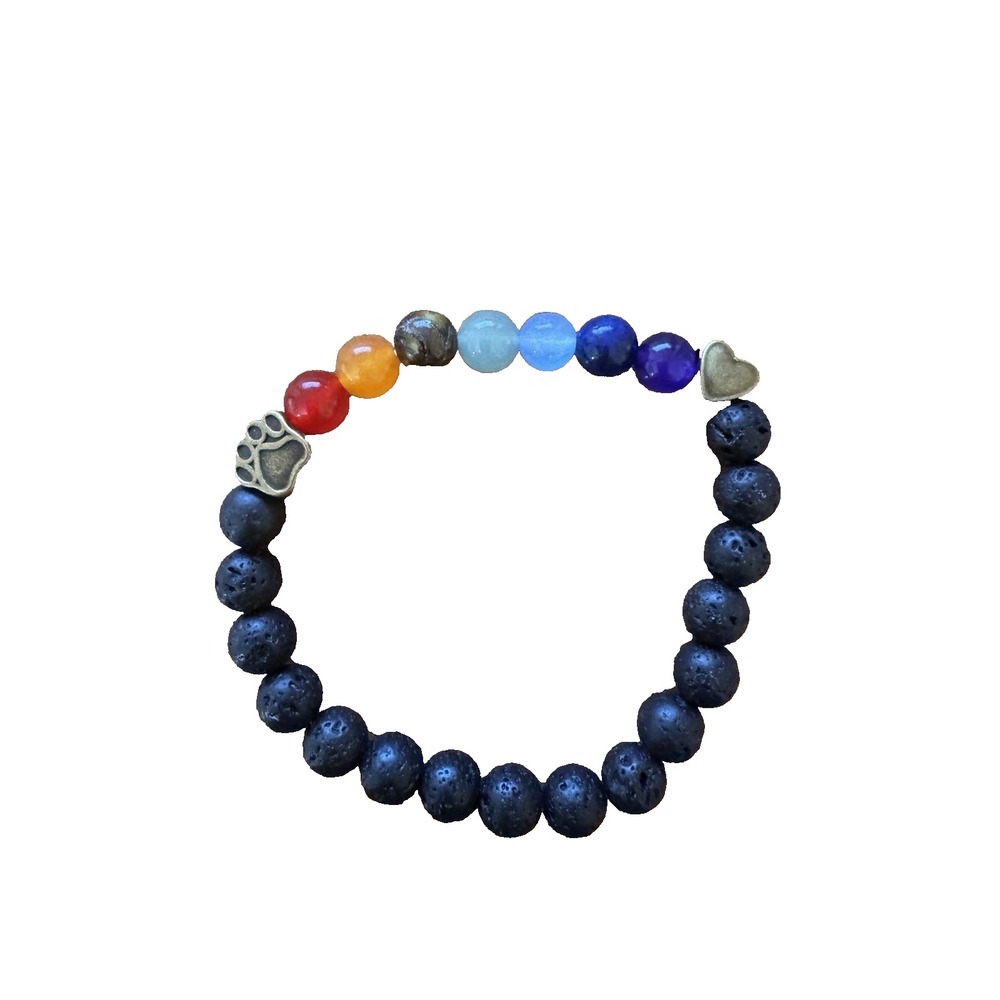Rainbow Bridge Pet Memorial Gift Lava Bead Bracelet in Memory of Dogs